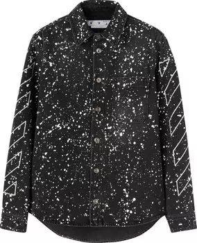Рубашка Off-White Diag Paint Denim Shirt 'Black/White', черный