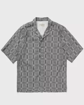 Рубашка Officine Gnrale Eren Ss Itl Cly Co Geome Print Shirt, цвет grey/dkgrey/white