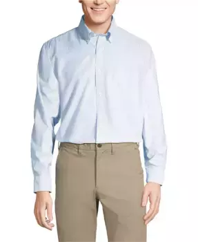 Рубашка офисная Big & Tall Traditional Fit Pattern No Iron Supima Oxford Lands' End, синий