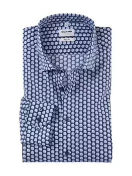 Рубашка OLYMP с длинными рукавами "Level Five Body Fit", летний принт ромашки, синий