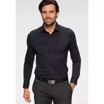 Рубашка OLYMP с длинными рукавами "Luxor 24/Seven Contemporary Fit Jersey Shirt" из материала, подавляющего неприятные запахи, цвет морской волны
