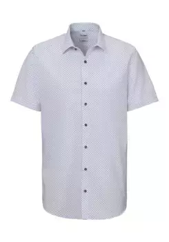 Рубашка OLYMP с короткими рукавами "Level Five Body Fit", с модным узором, синий