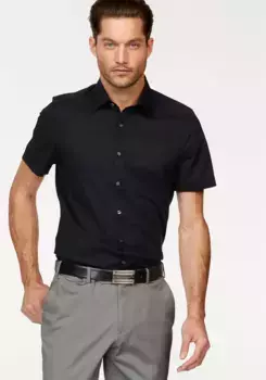 Рубашка OLYMP с короткими рукавами "Level Five Body Fit", классическая, однотонная, черный