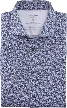 Рубашка OLYMP с короткими рукавами "Level Five 24/Seven body fit", качество 24/7 Dynamic Flex, синий