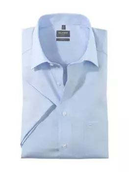 Рубашка OLYMP с короткими рукавами "Luxor Comfort Fit", рубашка с короткими рукавами и нагрудным карманом, негладкая, синий