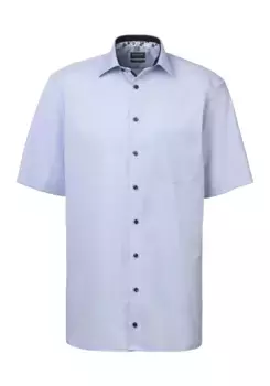 Рубашка OLYMP с короткими рукавами "Luxor Comfort Fit", дышащая, не гладкая, синий