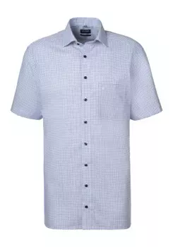 Рубашка OLYMP с короткими рукавами "Luxor Modern Fit" с модным узором, синий