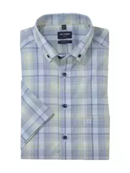 Рубашка OLYMP с короткими рукавами "Luxor Modern Fit", приятный клетчатый узор, желтый