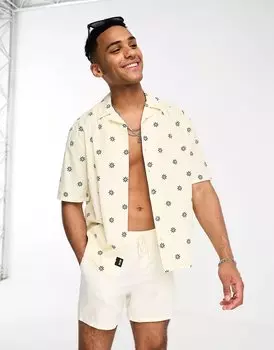 Рубашка Only & Sons Boxy Fit Short Sleeve Ditzy Print, кремовый