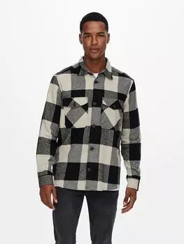 Рубашка ONLY & SONS, черный/белый