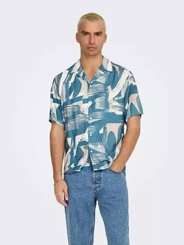 Рубашка ONLY & SONS, цвет hellblau/beige/wei