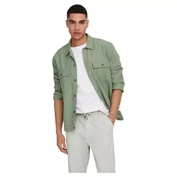 Рубашка Only & Sons Long Sleeve Kennet Life Linen, зеленый