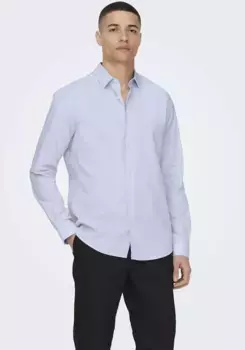 Рубашка ONLY & SONS с длинными рукавами "ONSANDY SLIM EASY IRON POPLIN SHIRT", синий