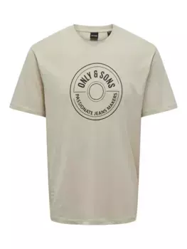 Рубашка ONLY & SONS с круглым вырезом "ONSLAMER LIFE REG LOGO SS TEE", цвет Silver Lining