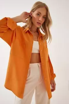 Рубашка - Оранжевая - Oversize Happiness stanbul, оранжевый