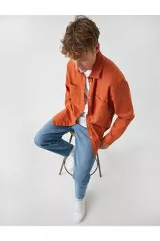 Рубашка - Оранжевая - Oversize Koton, оранжевый