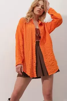 Рубашка - Оранжевая - Oversize Trend Alaat Stili, оранжевый