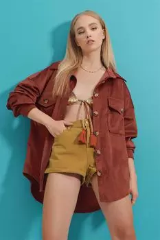 Рубашка - Оранжевая - Oversize Trend Alaat Stili, оранжевый