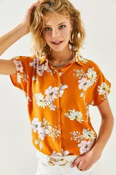 Рубашка - Оранжевая - Приталенная Olalook, оранжевый