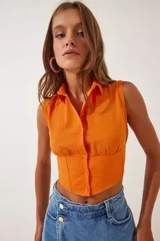 Рубашка - Оранжевая - Приталенный крой Happiness stanbul, оранжевый