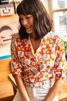 Рубашка – оранжевая – стандартного кроя. Olalook, оранжевый