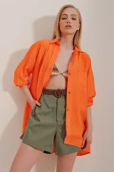 Рубашка – оранжевая – стандартного кроя. Trend Alaat Stili, оранжевый