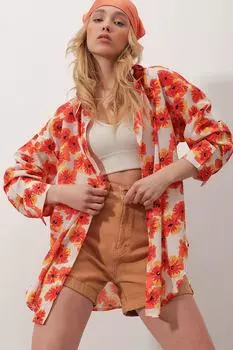 Рубашка – оранжевая – стандартного кроя. Trend Alaat Stili, оранжевый