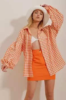 Рубашка – Оранжевая – Свободного кроя Trend Alaat Stili, оранжевый