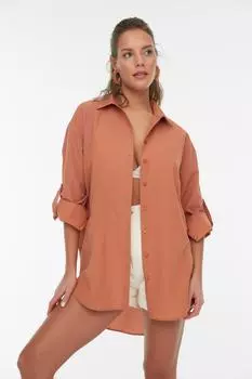 Рубашка – Оранжевая – Свободного кроя Trendyol, оранжевый