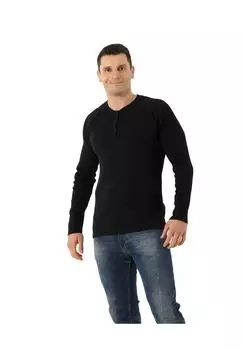 Рубашка Organic Henley рубашка реглан в рубчик с длинным рукавом Albertkreuz, черный