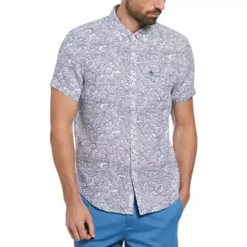 Рубашка Original Penguin Linen Aop Outline Waves, белый