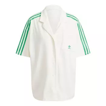 Рубашка originals resort shirt asia sizing 'white green' Adidas, белый