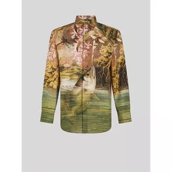 РУБАШКА ОВЕРСАЙЗ С ПРИНТОМ ETRO, зеленый