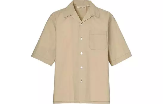 Рубашка Oversized с открытым воротником Uniqlo x MARNI Бежевая, цвет Beige
