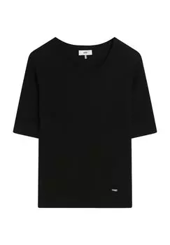 Рубашка, овальный вырез, структура в рубчик, для женщин CINQUE, черный