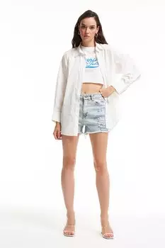 Рубашка оверсайз цвета экрю QUZU