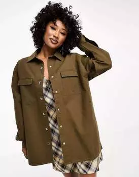Рубашка оверсайз цвета хаки ASOS
