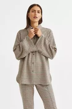 Рубашка оверсайз H&amp;M, бежевый/клетчатый