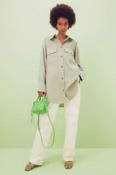Рубашка оверсайз H&amp;M, зеленый бежевый