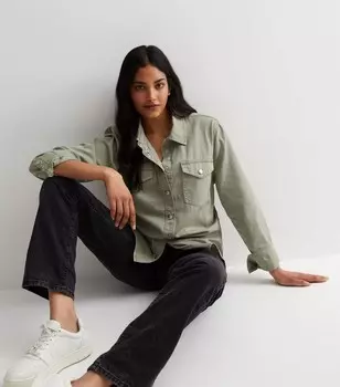 Рубашка оверсайз из хлопка цвета хаки New Look, хаки