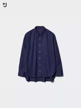 Рубашка оверсайз из хлопка supima Uniqlo, синий
