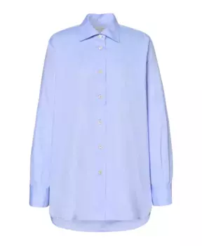 Рубашка оверсайз из хлопкового оксфорда со значком Massimo Alba, синий