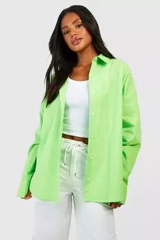 Рубашка оверсайз из хлопкового поплин Boohoo, лаймовый
