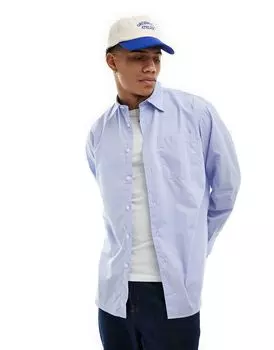 Рубашка оверсайз из хлопкового поплина в синюю полоску Jack & Jones