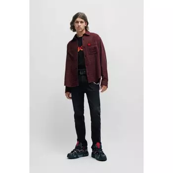 Рубашка оверсайз из хлопковой фланели в клетку Hugo, цвет Light Pink