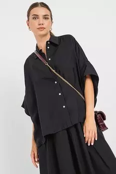 Рубашка оверсайз из модала United Colors of Benetton, черный