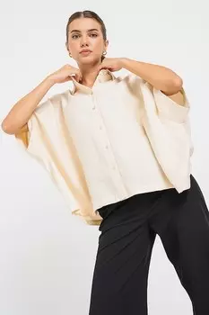 Рубашка оверсайз из модала United Colors of Benetton, слоновая кость