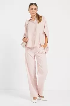 Рубашка оверсайз из модала United Colors of Benetton, бледно-розовый