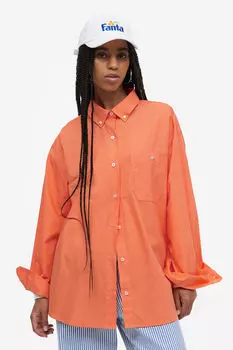 Рубашка оверсайз из поплина H&M, оранжевый