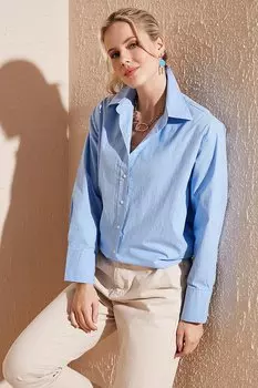 Рубашка оверсайз из поплина из 100% хлопка CF21S163867 Lela, светло-синий